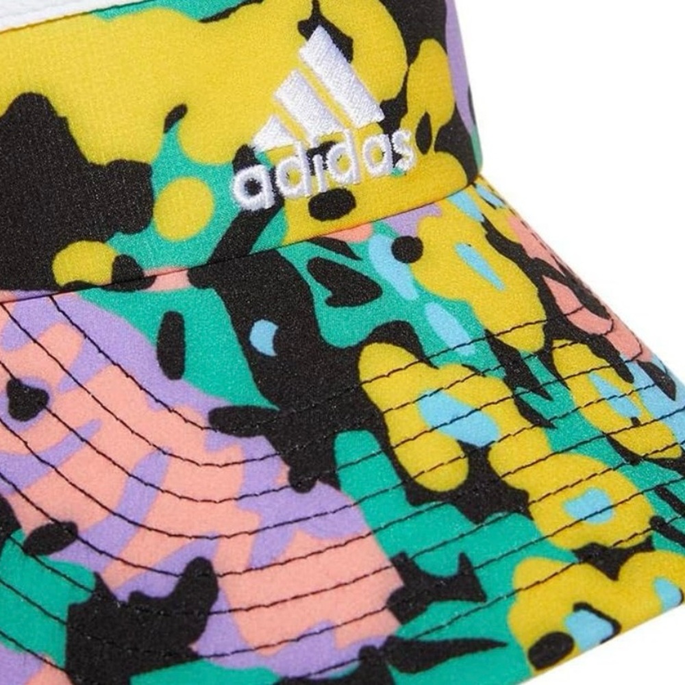 Adidas Women's Match Floral Multicolor Classic Clamp Embroidered Logo Visor - Picture 3 of 8